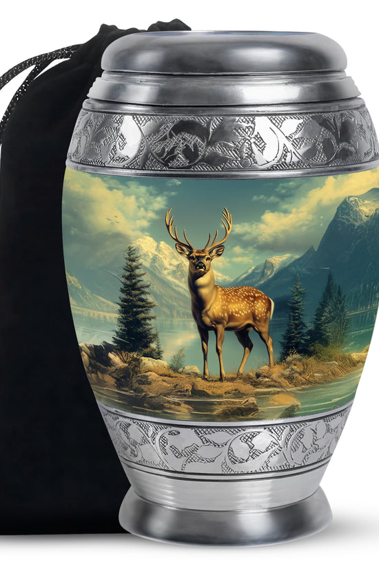 Majestic Deer Memorial Urn - Beautiful Nature Cremation Urn For Adult Ashes