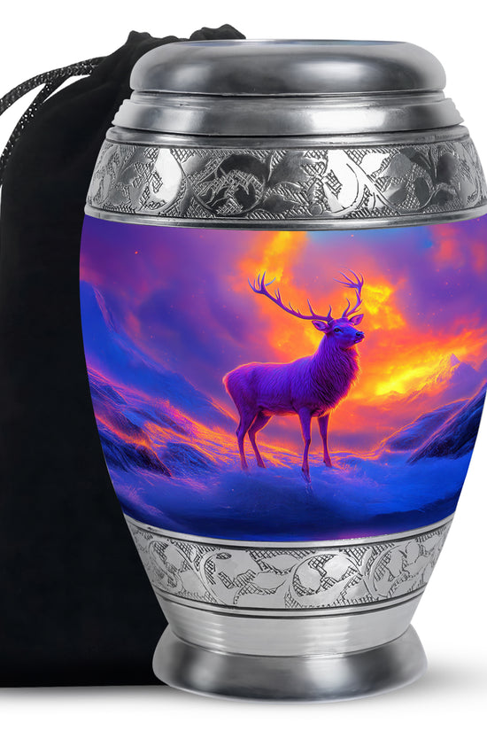 Beautiful Moose Memorial Urn - Purple Cremation Urn For Male & Female