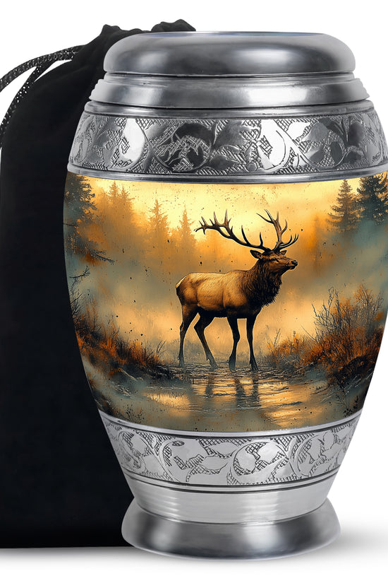 Golden Deer Memorial Urn - Nature Cremation Urn For Adult Ashes