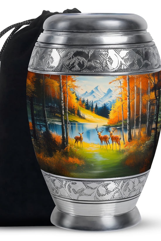 Deer Family Memorial Urn - Artistic Mountain Urn For Male & Female