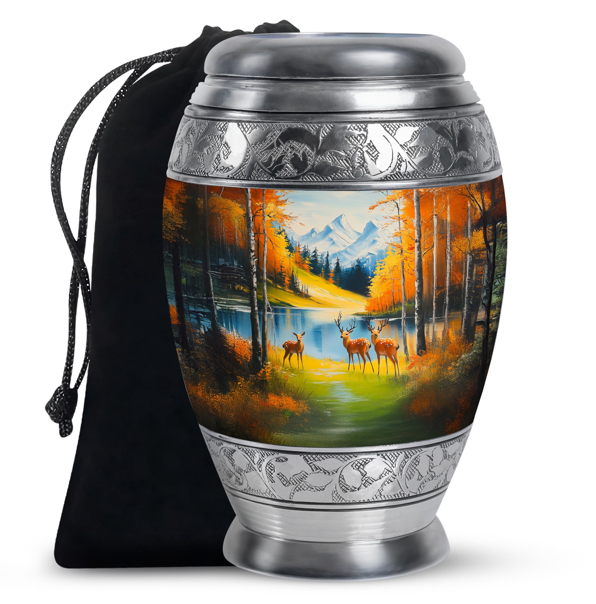 Deer Family Memorial Urn - Artistic Mountain Urn For Male & Female