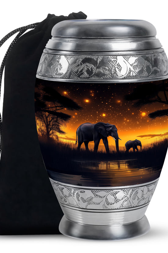 Elephant Family Memorial Urn For Adults - Wildlife Urn For Men & Women