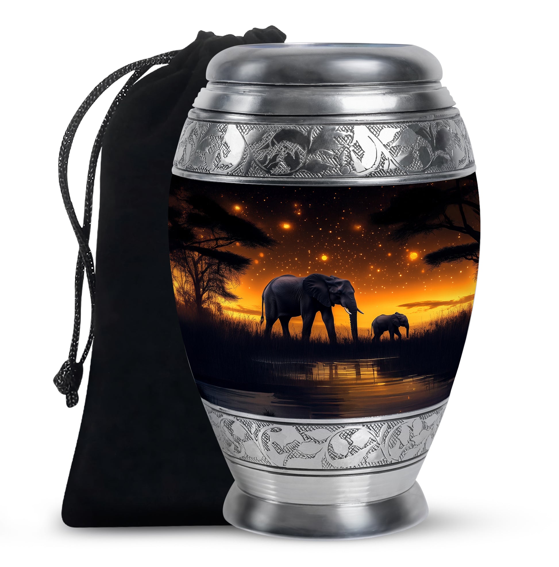 Elephant Family Memorial Urn For Adults - Wildlife Urn For Men & Women
