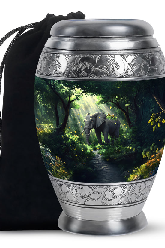 Jungle Journey Elephant Cremation Urn - Wildlife Tribute Memorial Urn For Adults