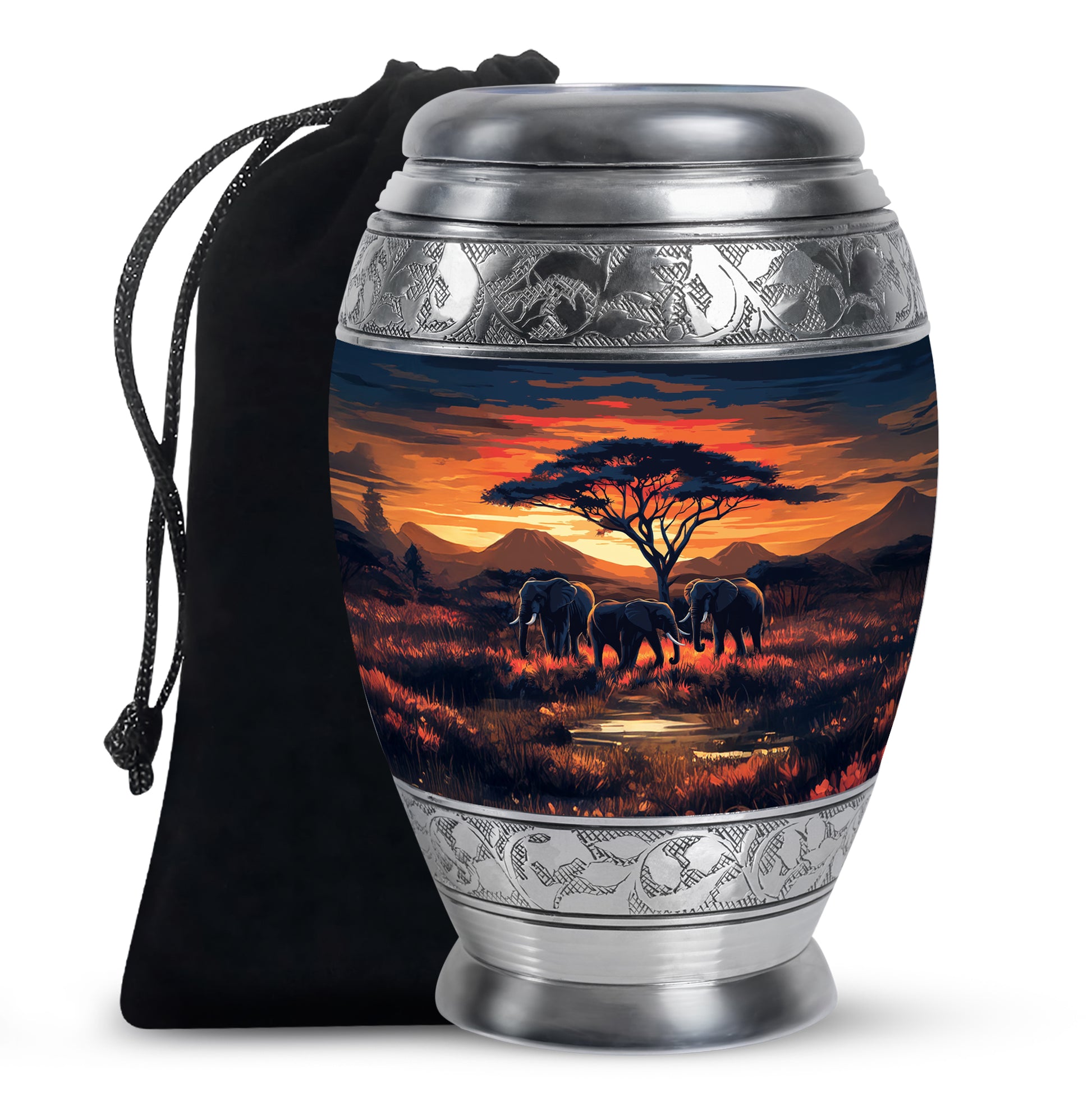 Elephant Family Urn For Adults Human Ashes - Wildlife Urn For Funeral