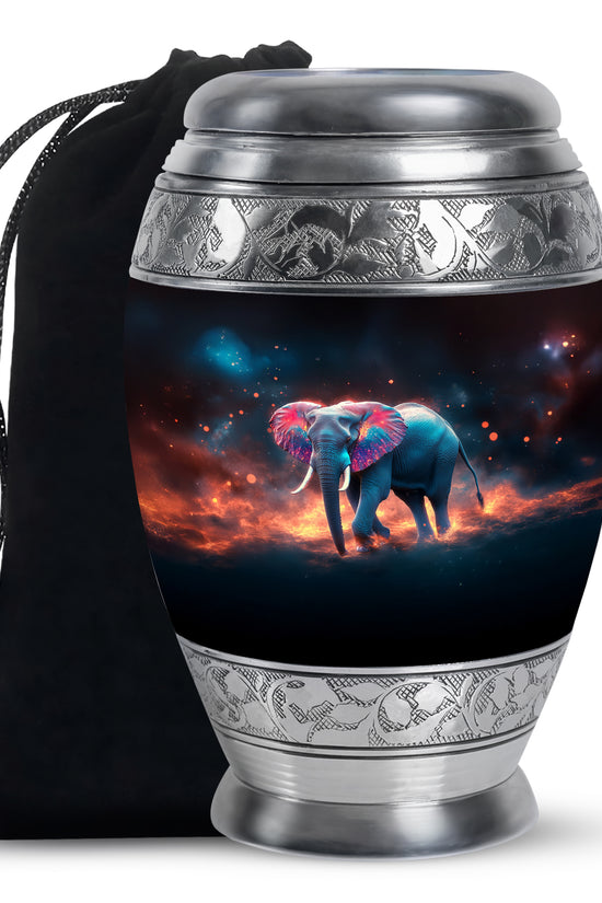 Cosmic Elephant Urn Memorial For Men - Galaxy Urn For Funeral
