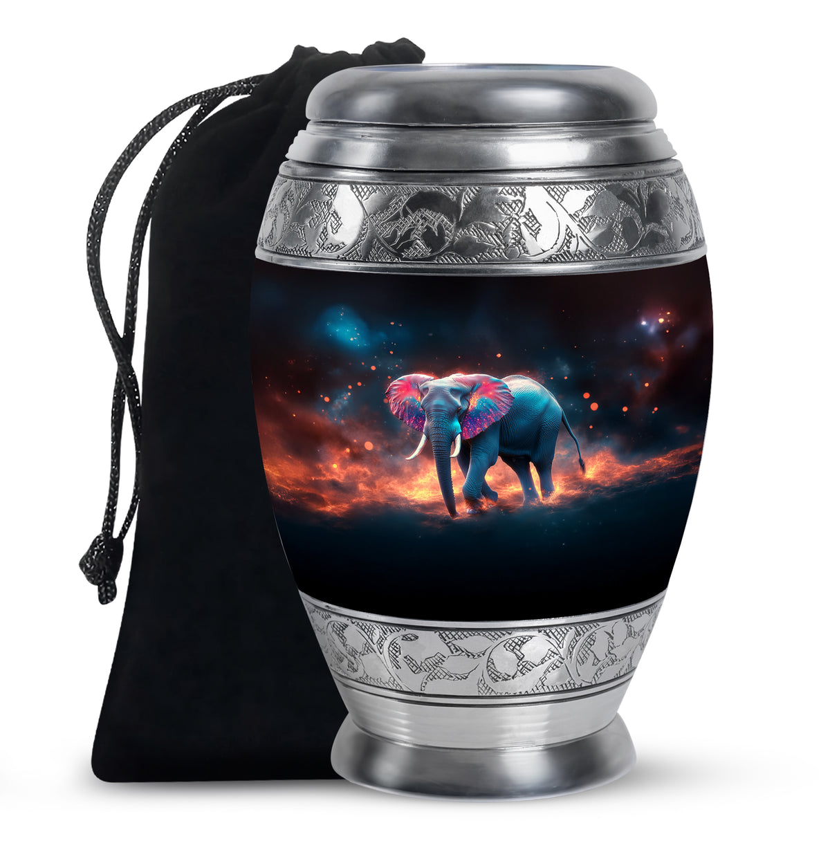 Cosmic Elephant Urn Memorial For Men - Galaxy Urn For Funeral