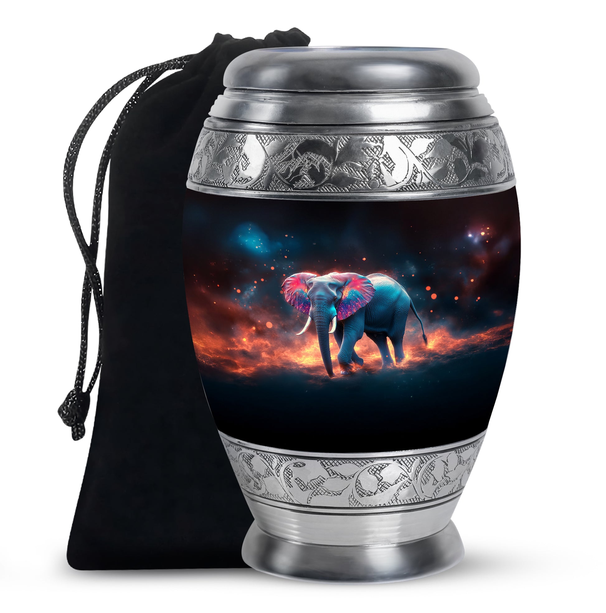 Cosmic Elephant Urn Memorial For Men - Galaxy Urn For Funeral