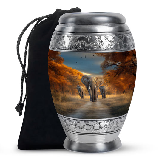 Elephant Memorial Ashes Urn For Dad - Elephant Family Cremation Urn