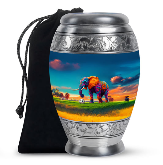 Playful Elephant Artwork Urn - Artistic Elephant Urn For Mom And Dad