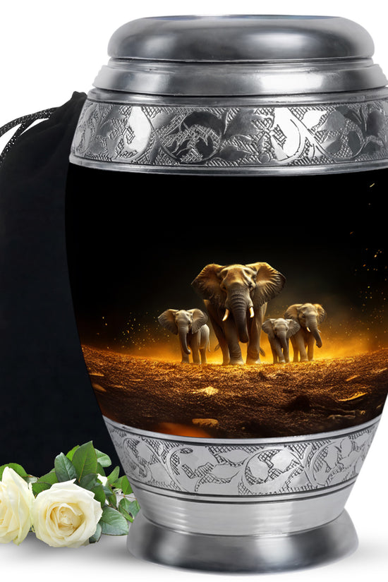 Strong Elephant Mother Memorial Urn - Loving Family Memorial Urn For Mother