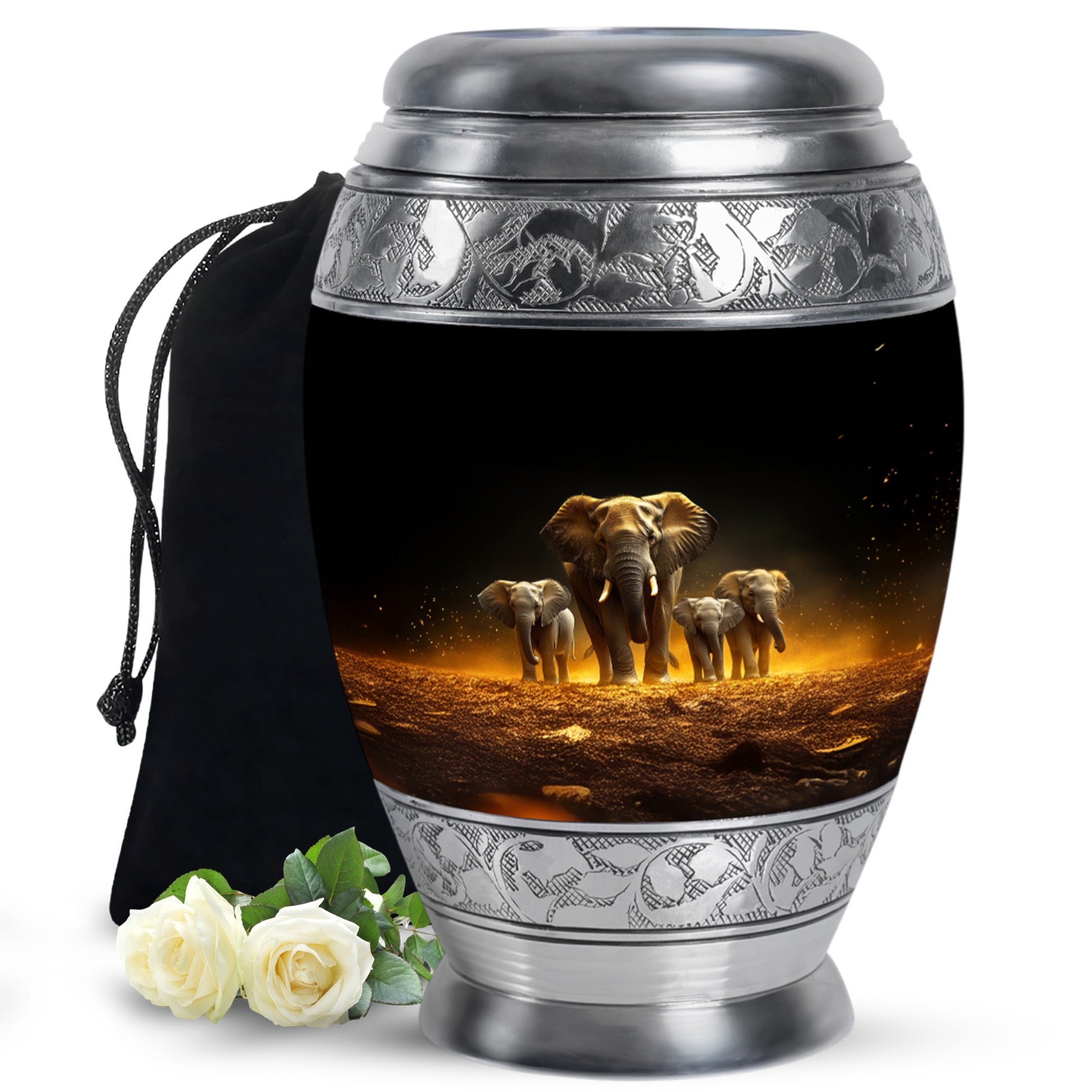 Strong Elephant Mother Memorial Urn - Loving Family Memorial Urn For Mother