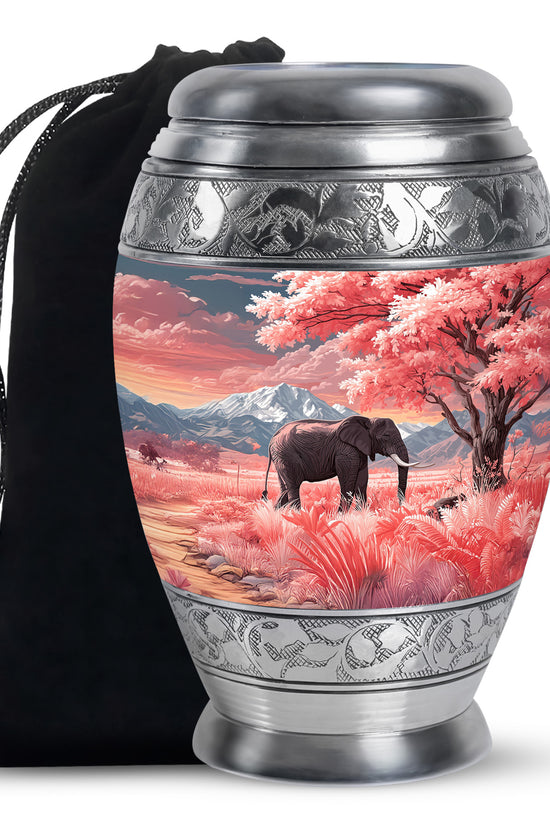 Elephant Cremation Urn - Pink Nature Memorial Urn For Human Ashes