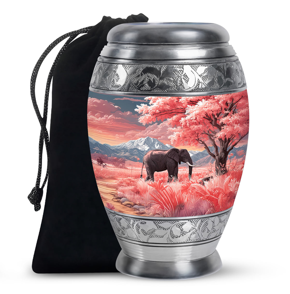 Elephant Cremation Urn - Pink Nature Memorial Urn For Human Ashes