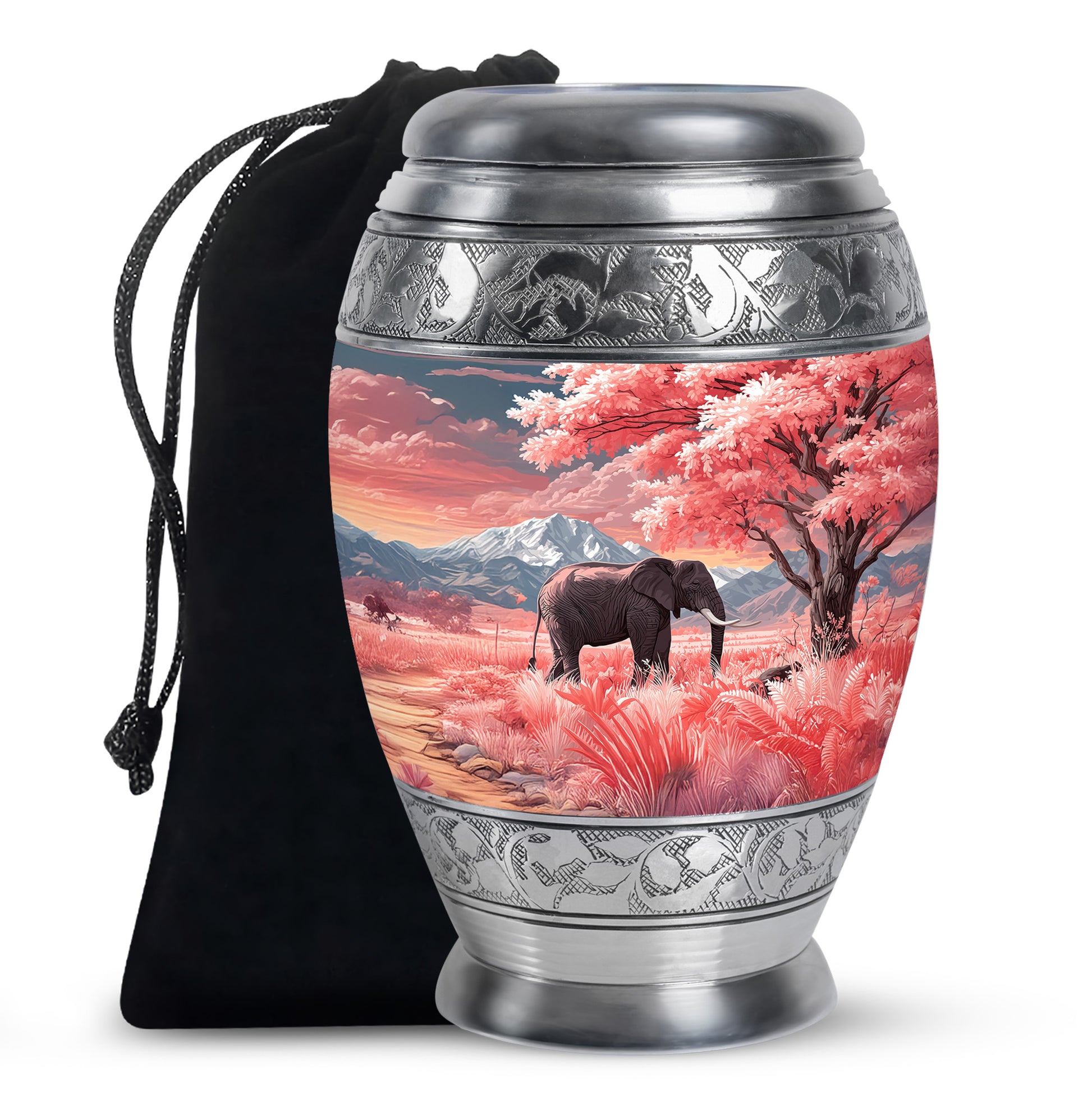 Elephant Cremation Urn - Pink Nature Memorial Urn For Human Ashes