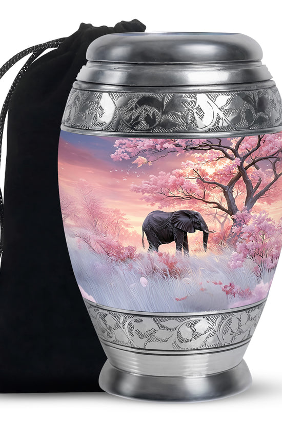 Nature Elephant Memorial Urn - Cherry Blossom Funeral Urn For Male & Female