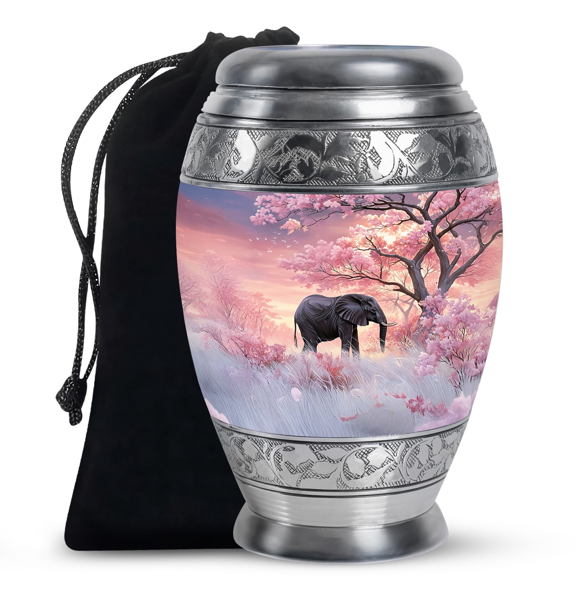 Nature Elephant Memorial Urn - Cherry Blossom Funeral Urn For Male & Female