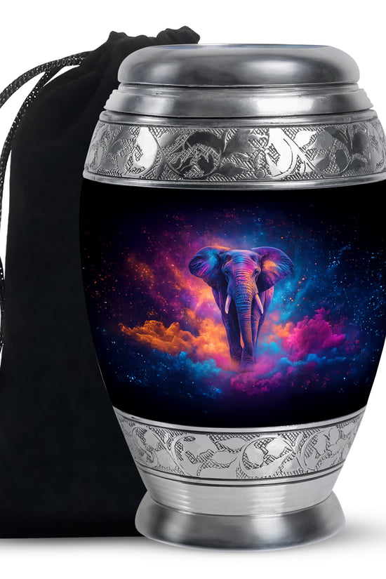 Artistic Elephant Funeral Urn - Unique Black Memorial Urn For Burial