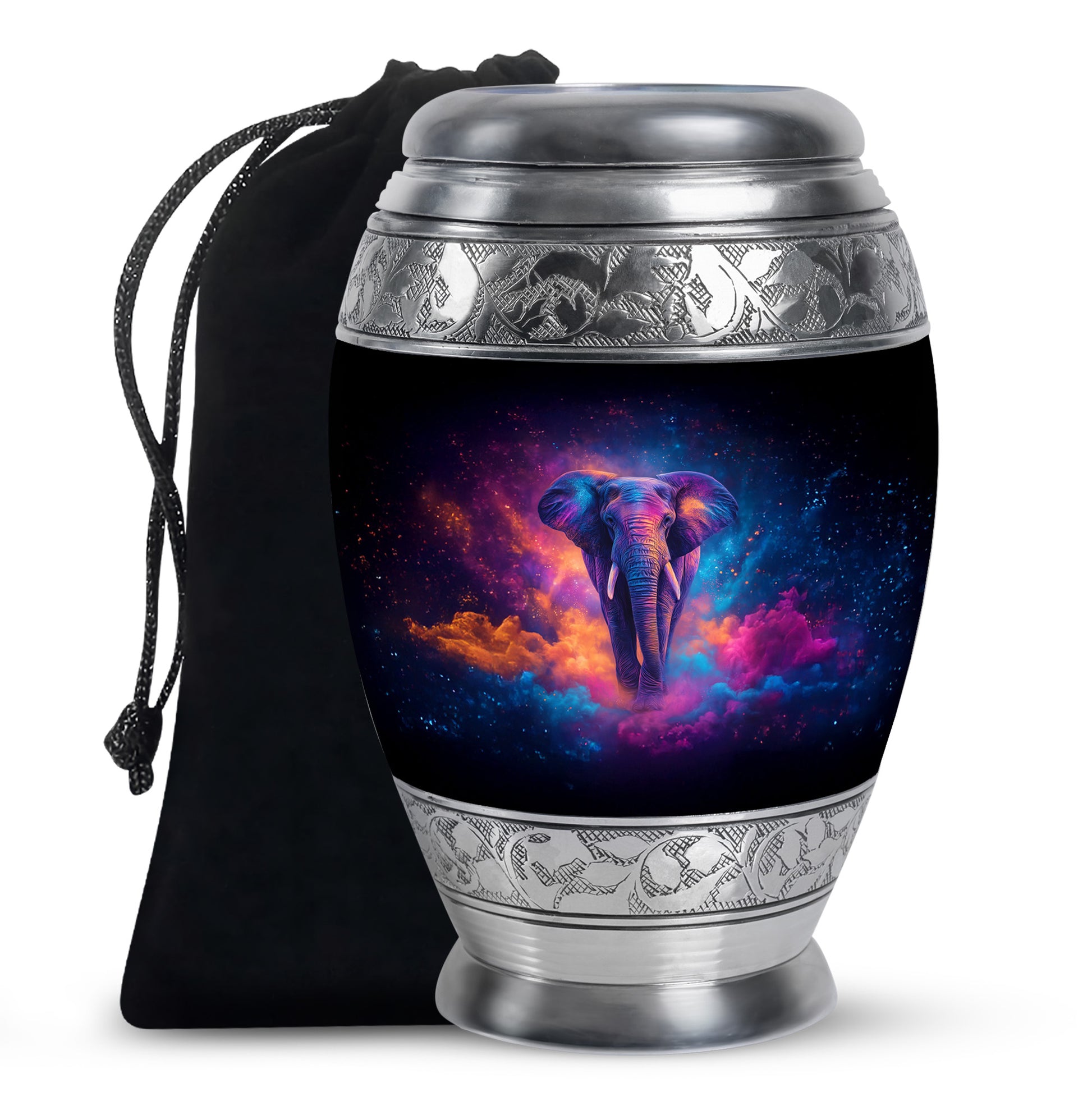 Artistic Elephant Funeral Urn - Unique Black Memorial Urn For Burial