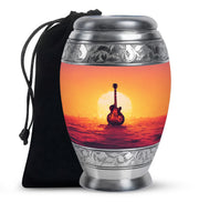 Guitar Themed Cremation Urn - Sunset Scenic Memorial Urns For Ashes
