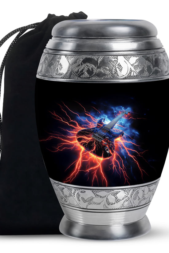 Black Guitar Funeral Urn - Unique Decor Memorial Containers For Ashes