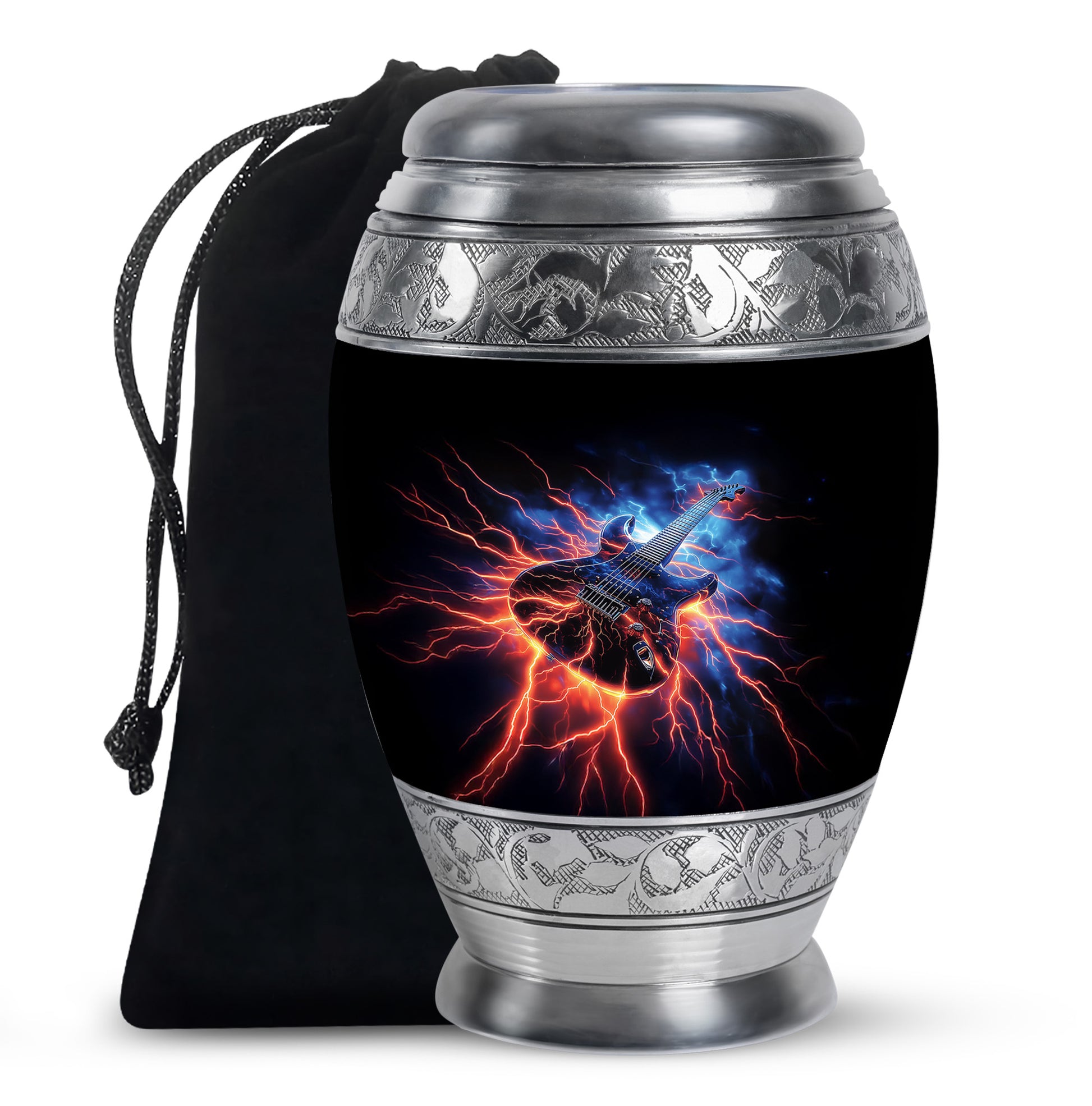 Black Guitar Funeral Urn - Unique Decor Memorial Containers For Ashes