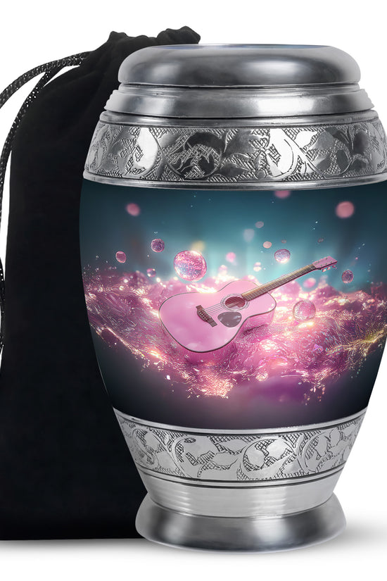 Beautiful Pink Guitar - Unique Large Burial Urns For Women Ashes