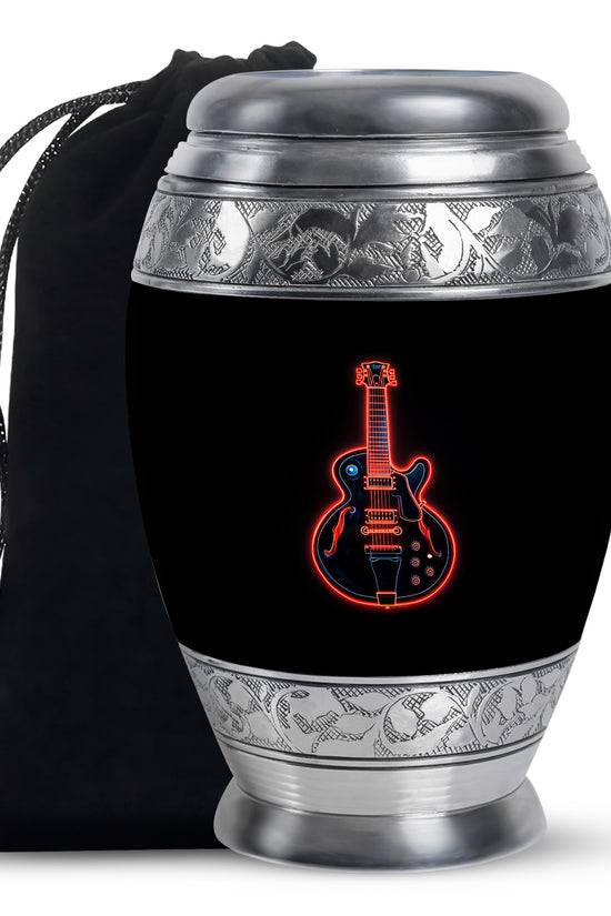 Black Guitar Memorial Urn - Artistic Funeral Urns For Women Ashes