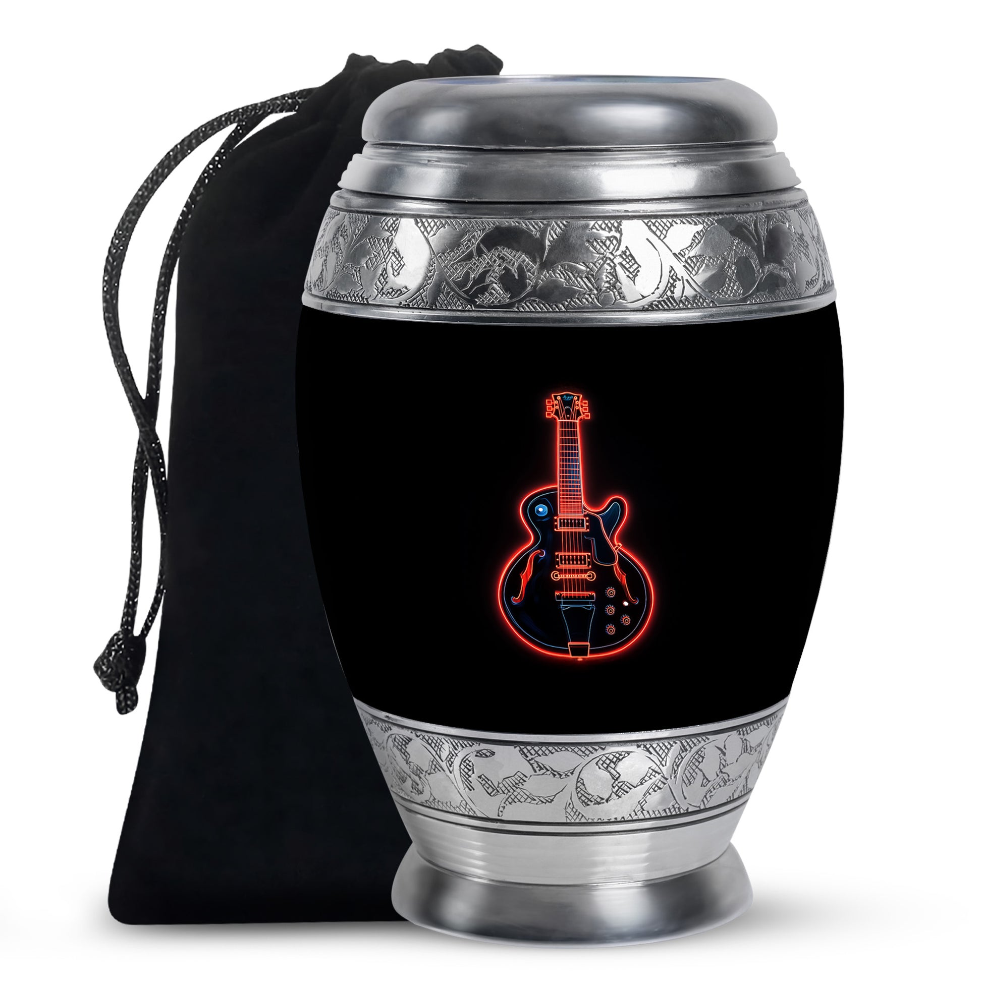 Black Guitar Memorial Urn - Artistic Funeral Urns For Women Ashes