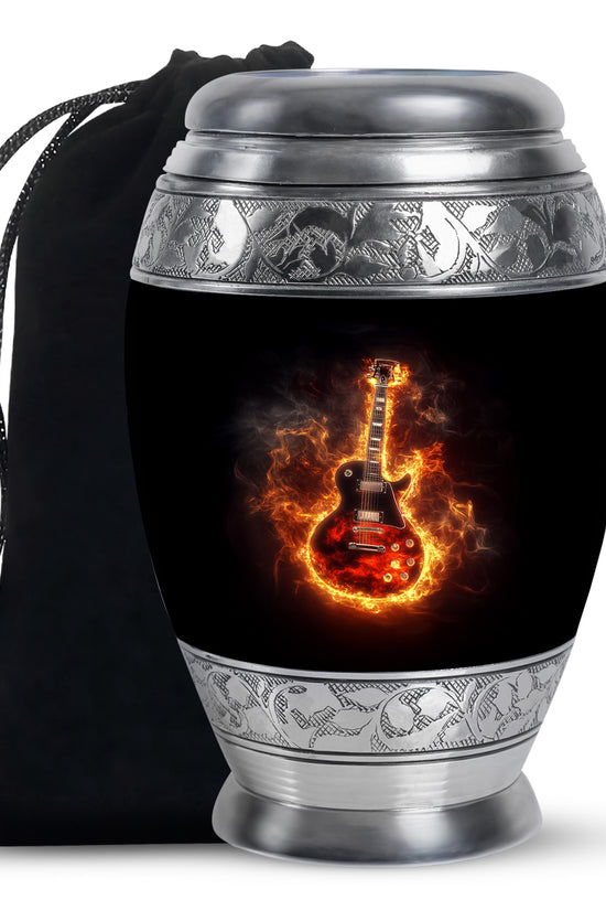 Flaming Guitar Themed Urn - A Peaceful Tribute Urn For Music Lovers