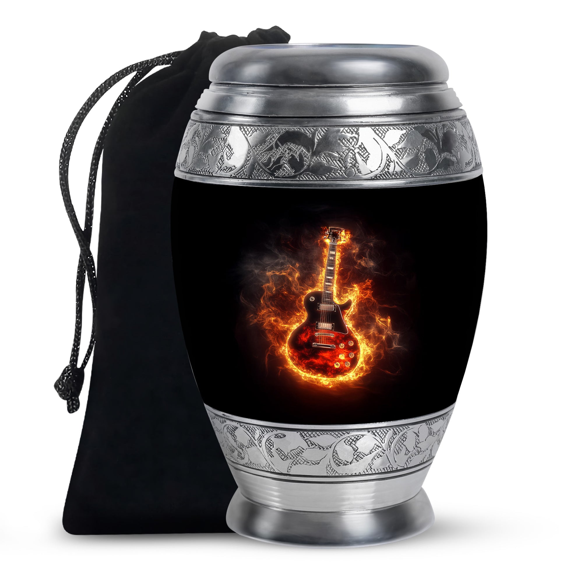 Flaming Guitar Themed Urn - A Peaceful Tribute Urn For Music Lovers