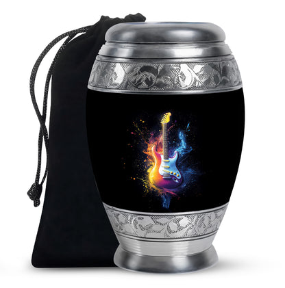 Colorful Guitar Memorial Urn - Artistic Cremation Urn for Human Ashes