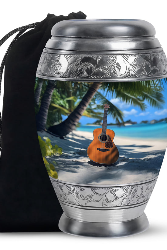 Beach Guitar Cremation Urn - Memorial Urn for Adult Male & Female