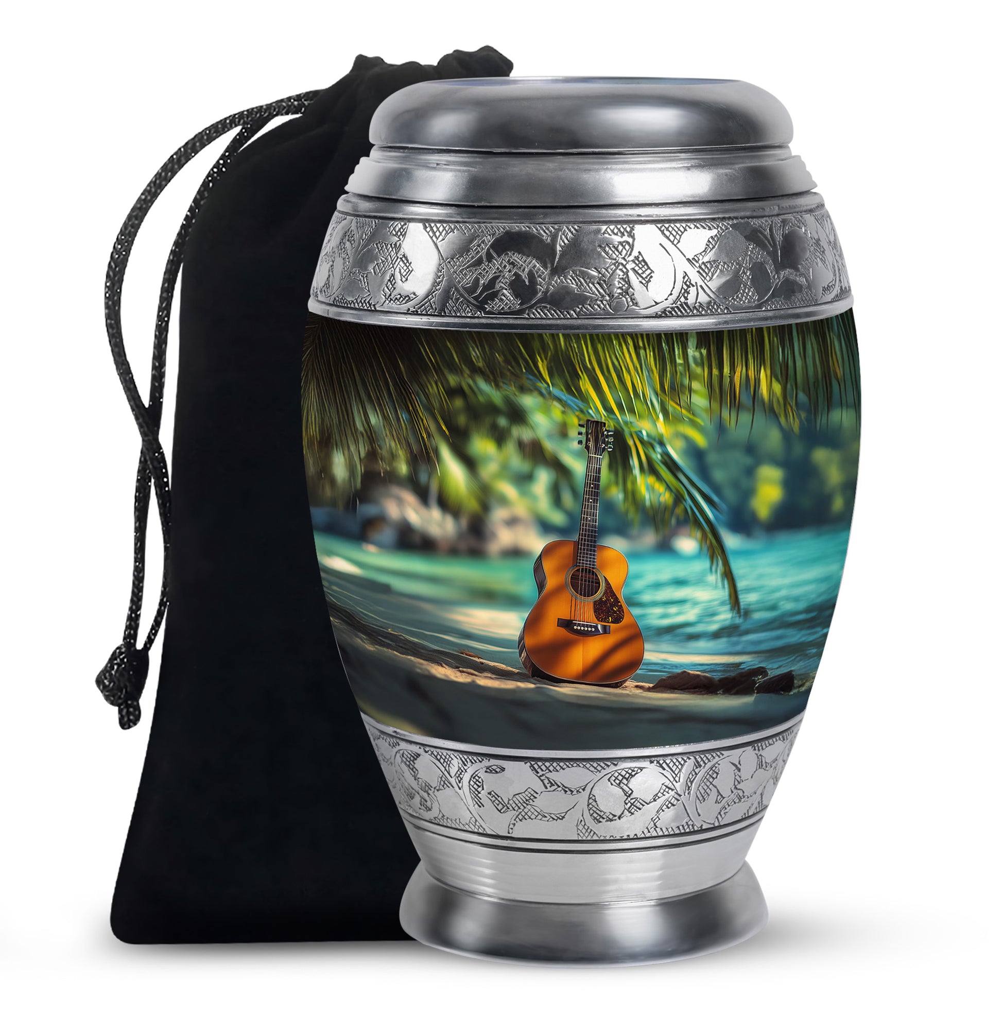 Ocean Guitar Urns -Tropical Cremation Memorial Urn For Loved Ones