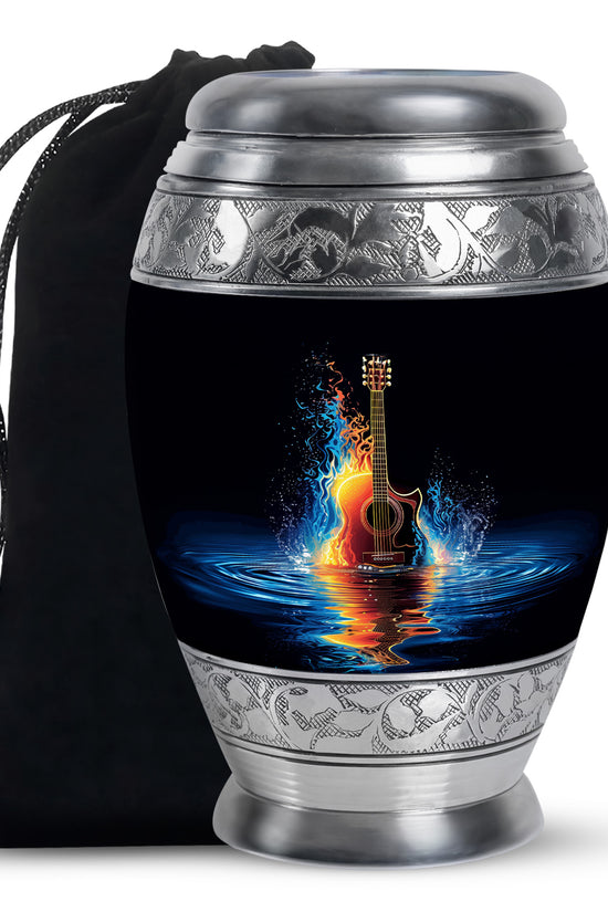Fire & Water Cremation Guitar Urn - Artistic Funeral Urn For Human ashes