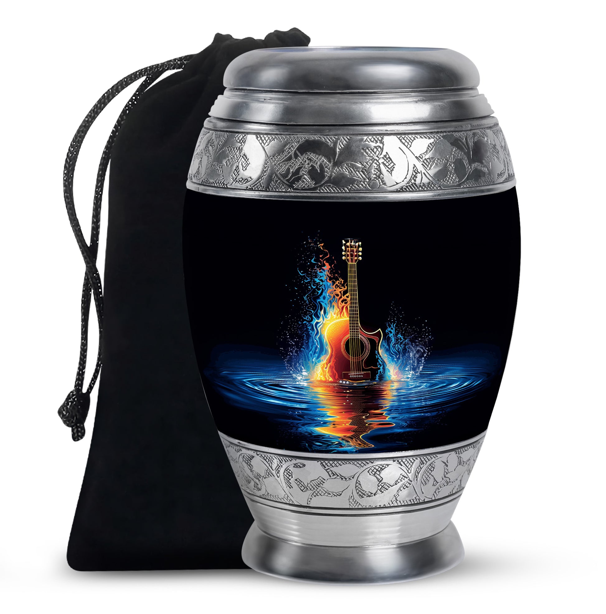 Fire & Water Cremation Guitar Urn - Artistic Funeral Urn For Human ashes