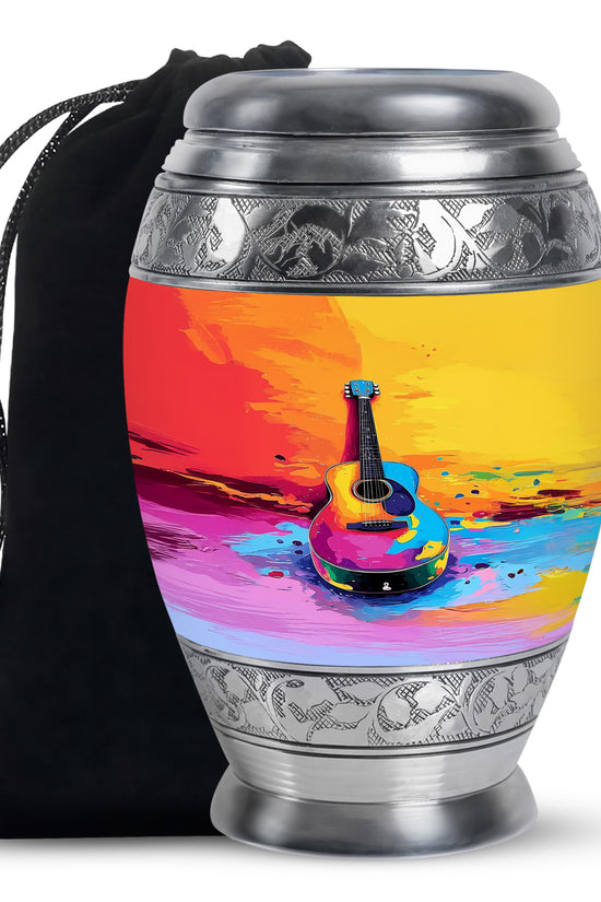 Multicolor Guitar Cremation Urn - Memorial Urn For Ashes