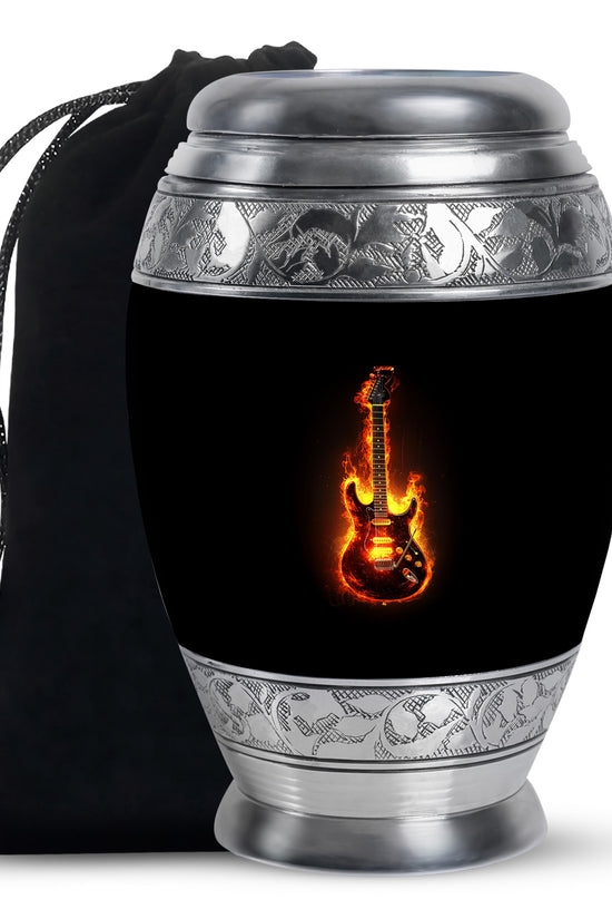 Flame Guitar Cremation Urn - Premium Urn For Human Ashes