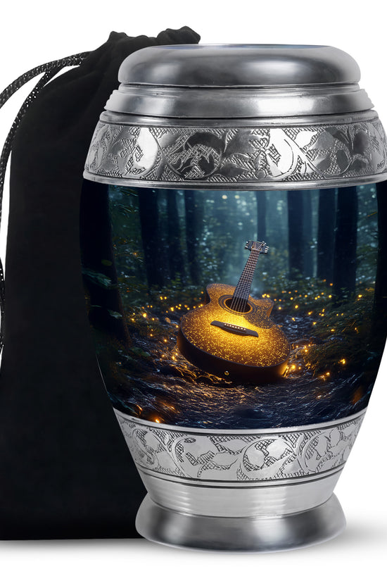 Gloden Guitar Memorial Urn - Premium Cremation Urn For Loved One Ashes