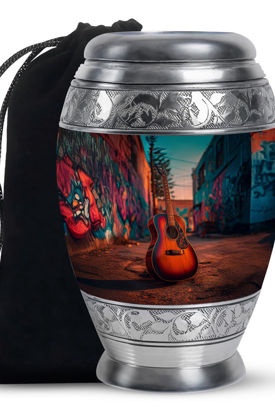 Street Art Guitar Memorial Urn - Unique Urn For Adult Ashes