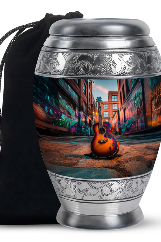 Modern Guitar Memorial Urn - Large Adult Cremation Urn For Ashes