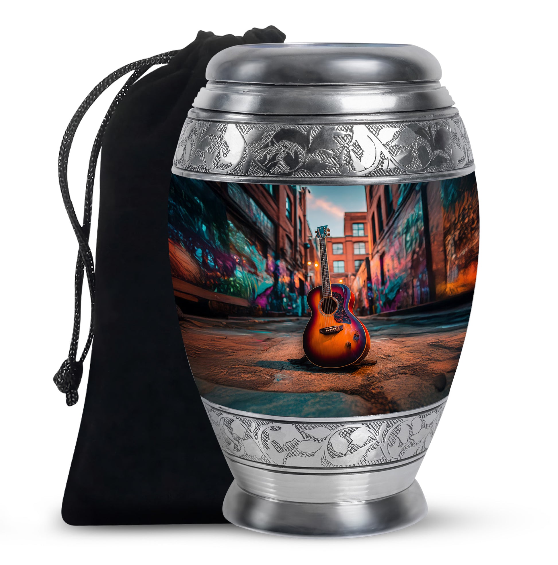 Modern Guitar Memorial Urn - Large Adult Cremation Urn For Ashes
