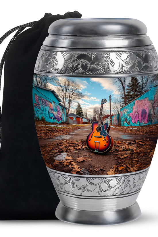 Guitar Memorial Cremation Urn - Music Theme Funeral Urn for Human Ashes