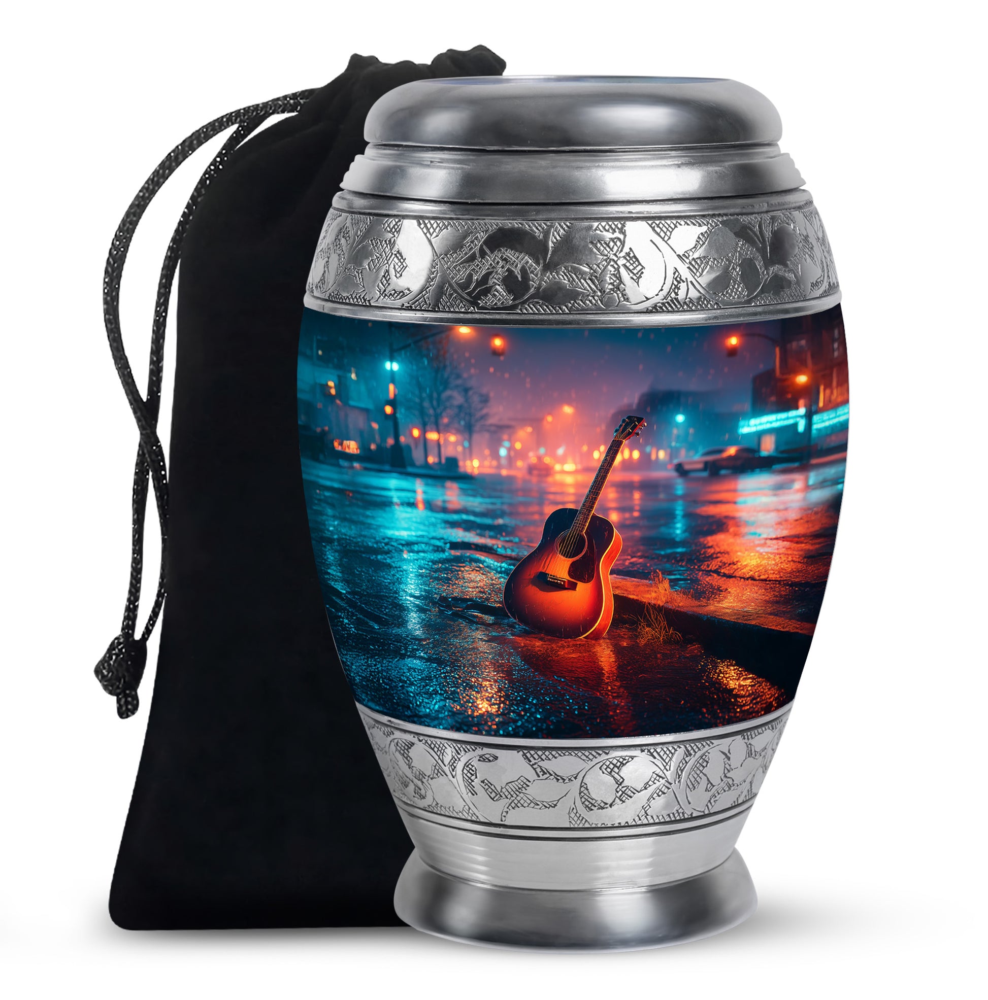 Guitar Cremation Urn - Street Music Theme Memorial Urn For Human Ashes