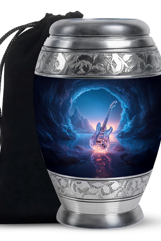 Crystal Guitar Memorial Urn - Music Theme Cremation Urn For Adult Ashes