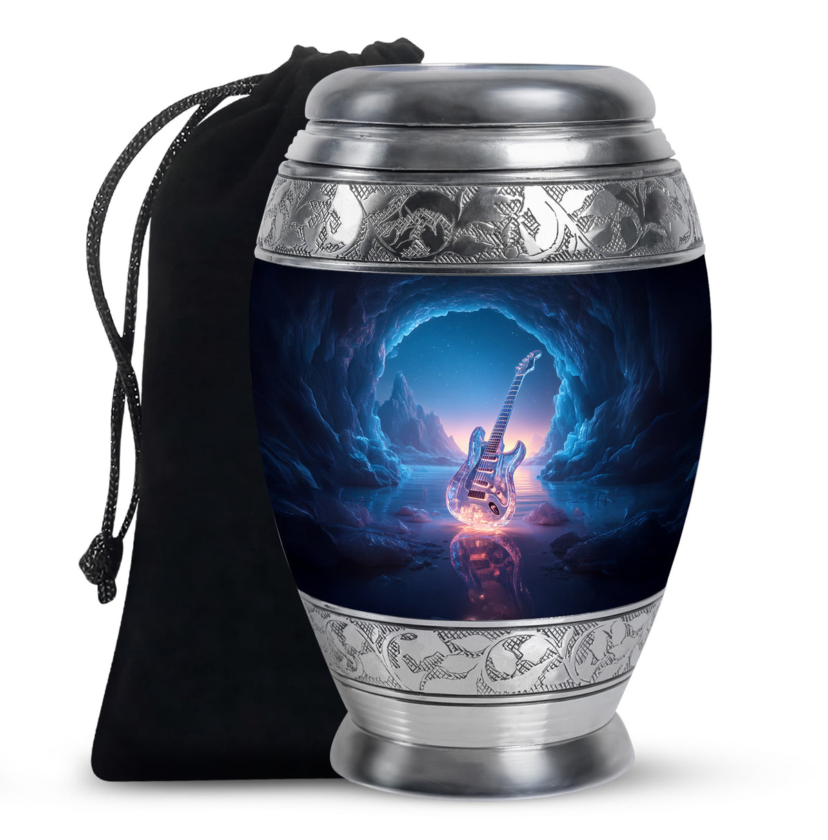 Crystal Guitar Memorial Urn - Music Theme Cremation Urn For Adult Ashes