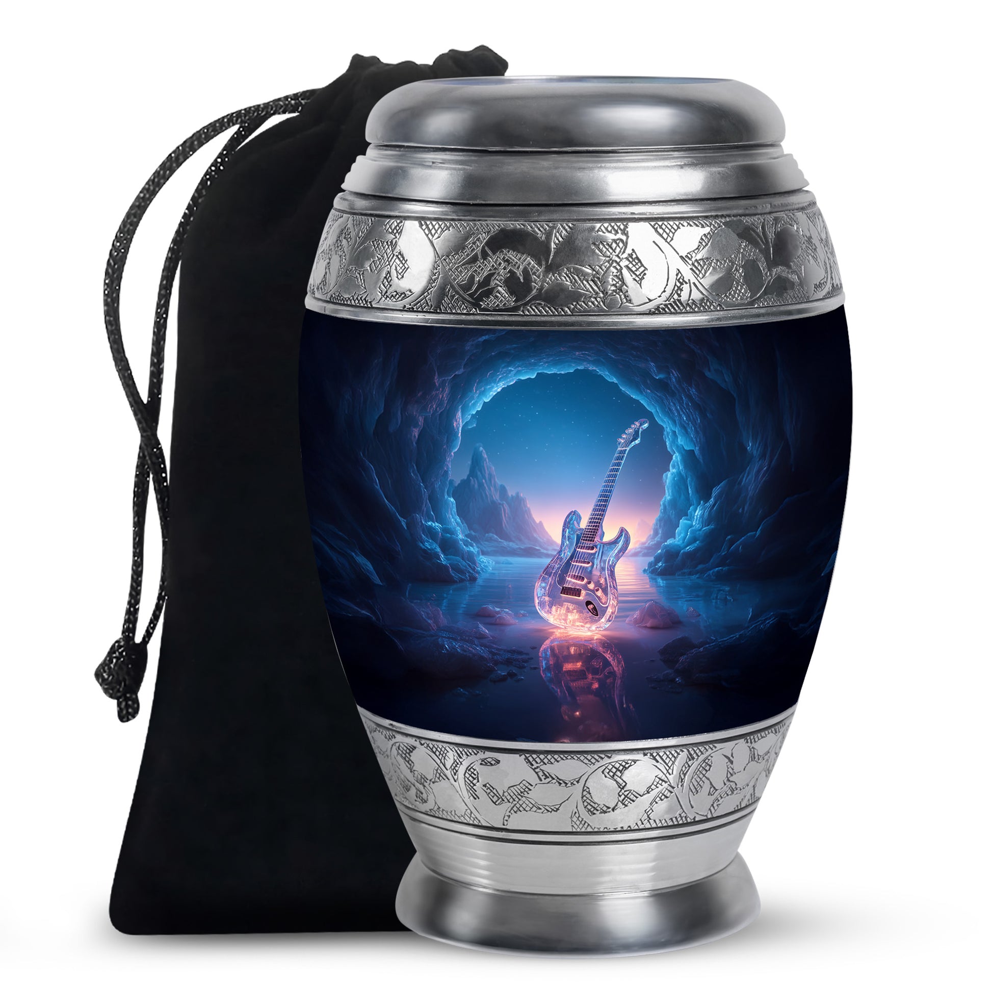Crystal Guitar Memorial Urn - Music Theme Cremation Urn For Adult Ashes