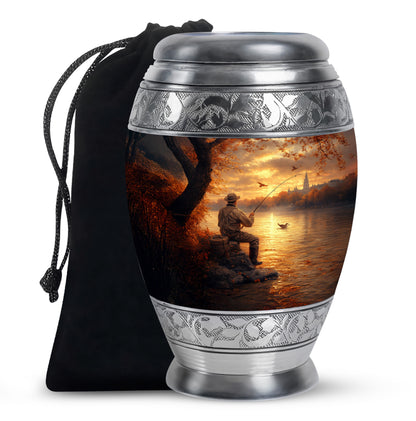 Lakeside Fishing Memorial Urn - Beautiful Cremation Urn For Human Ashes