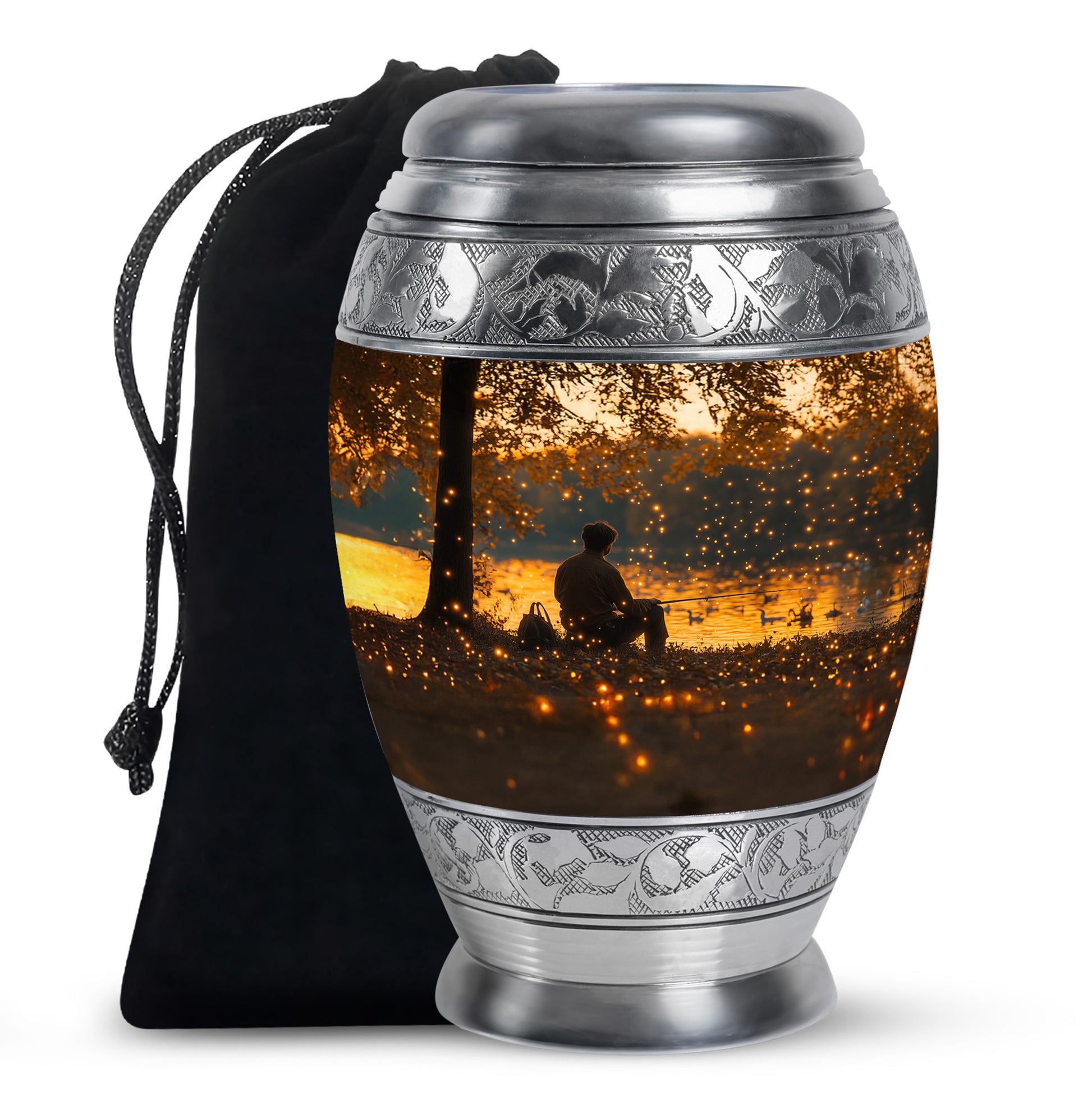 Fishing Sunset Themed Urn - Beautiful Cremation Urns For Male Ashes