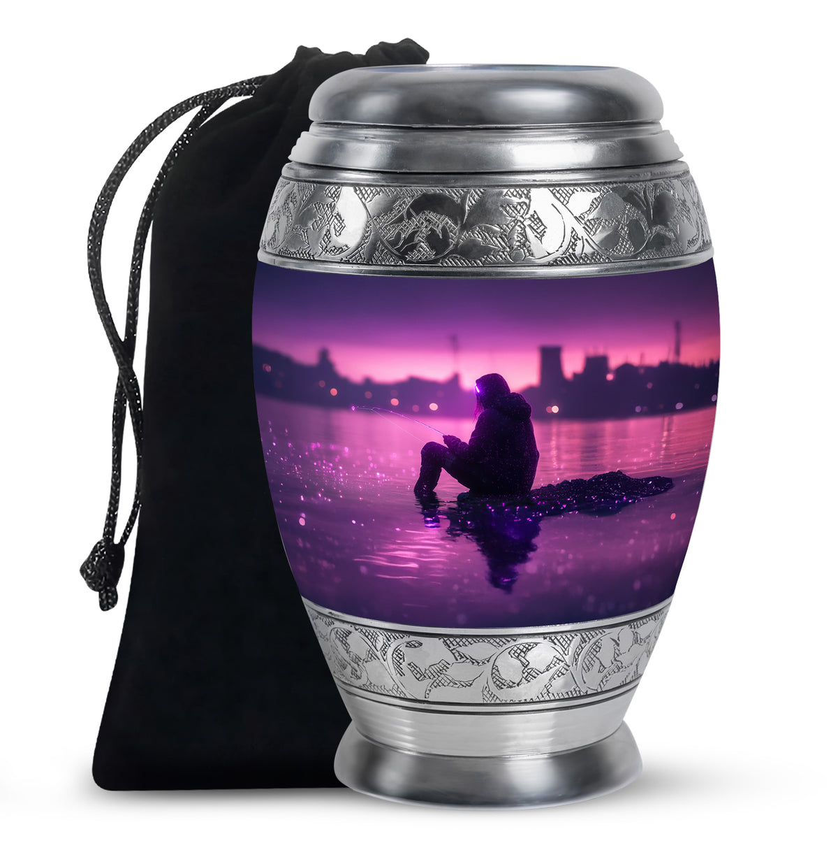 Purple Night Fishing Cremation Urn - Unique Decorative Memorial Urns